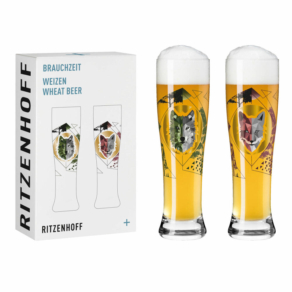 Ritzenhoff Weizenbiergläser Brauchzeit Weizen 2er-Set 002, Weizenglas, Sonja Eikler, Glas, 646 ml, 3481002