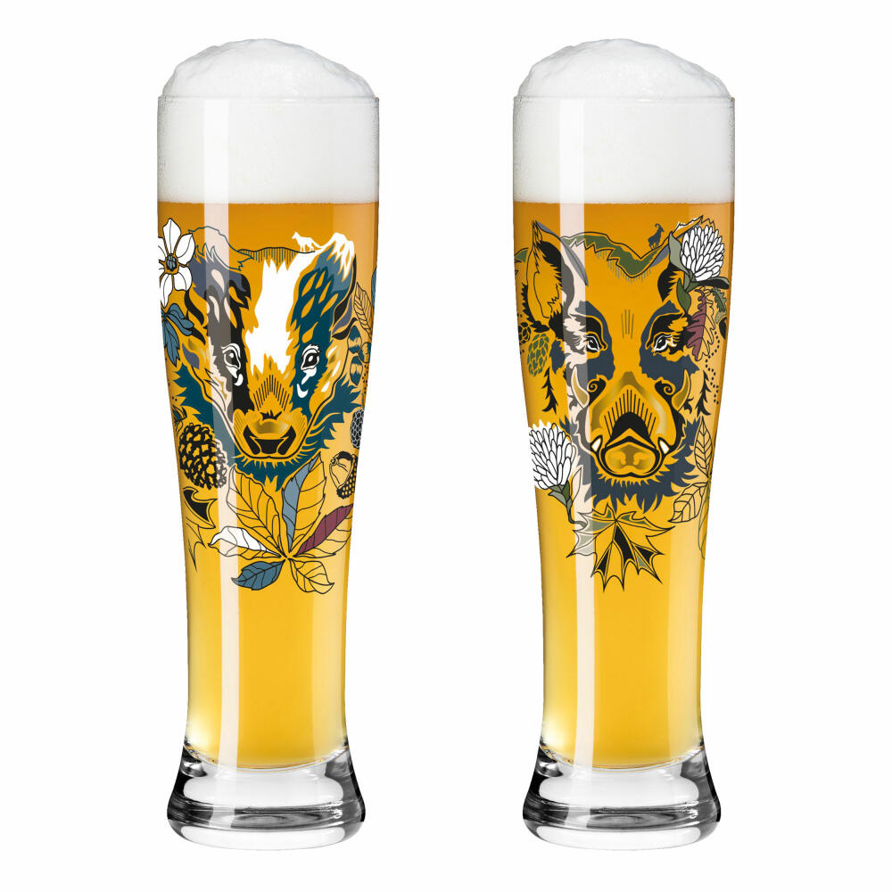Ritzenhoff Weizenbiergläser Brauchzeit Weizen 2er-Set 004, Weizenglas, Petra Mohr, Glas, 646 ml, 3481004