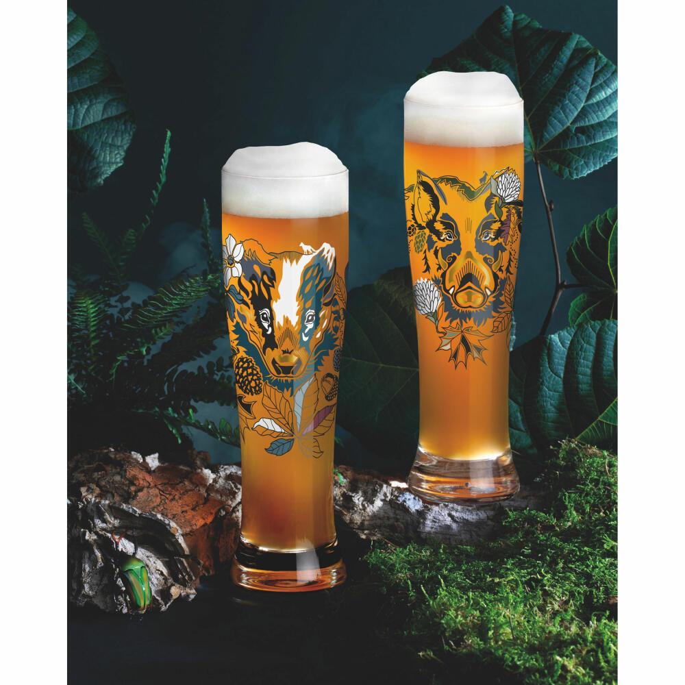 Ritzenhoff Weizenbiergläser Brauchzeit Weizen 2er-Set 004, Weizenglas, Petra Mohr, Glas, 646 ml, 3481004