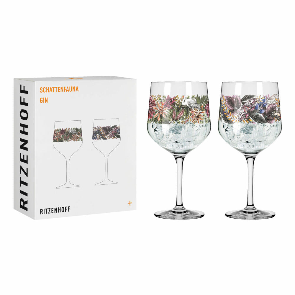 Ritzenhoff Gin-Kelch Schattenfauna 2er-Set 001, Gin-Becher, Maggie Enterrios, Kristallglas, 720 ml, 3691001