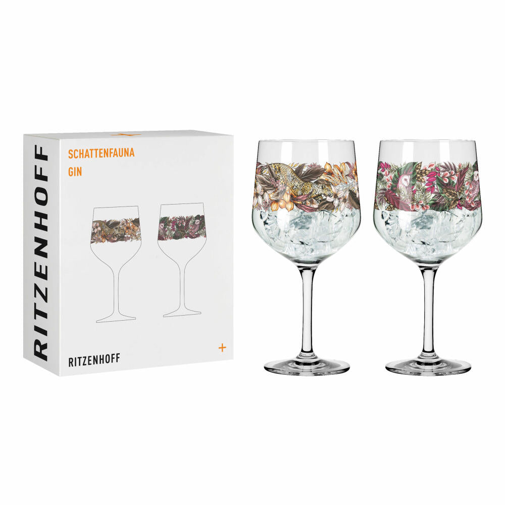 Ritzenhoff Gin-Kelch Schattenfauna 2er-Set 002, Gin-Becher, Maggie Enterrios, Kristallglas, 720 ml, 3691002