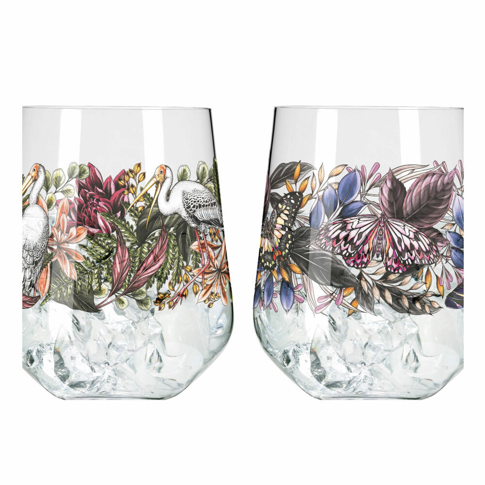 Ritzenhoff Gin-Tumbler Schattenfauna 2er-Set 001, Gin-Becher, Maggie Enterrios, Kristallglas, 710 ml, 3701001