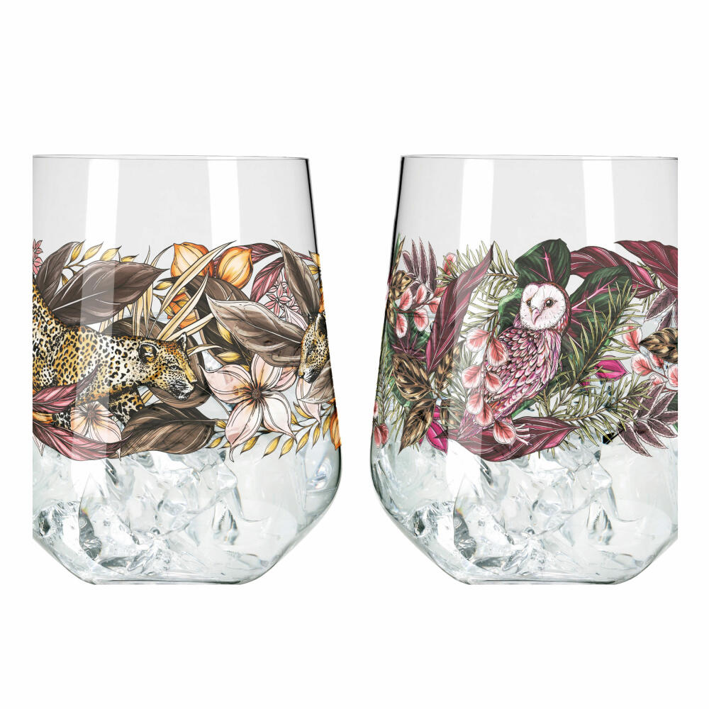 Ritzenhoff Gin-Tumbler Schattenfauna 2er-Set 002, Gin-Becher, Maggie Enterrios, Kristallglas, 710 ml, 3701002