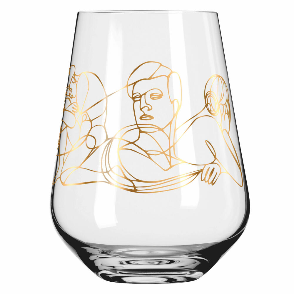 Ritzenhoff water glass set of 2 Sagengold 001, Burkhard Neie, crystal glass, 540 ml, 3421001