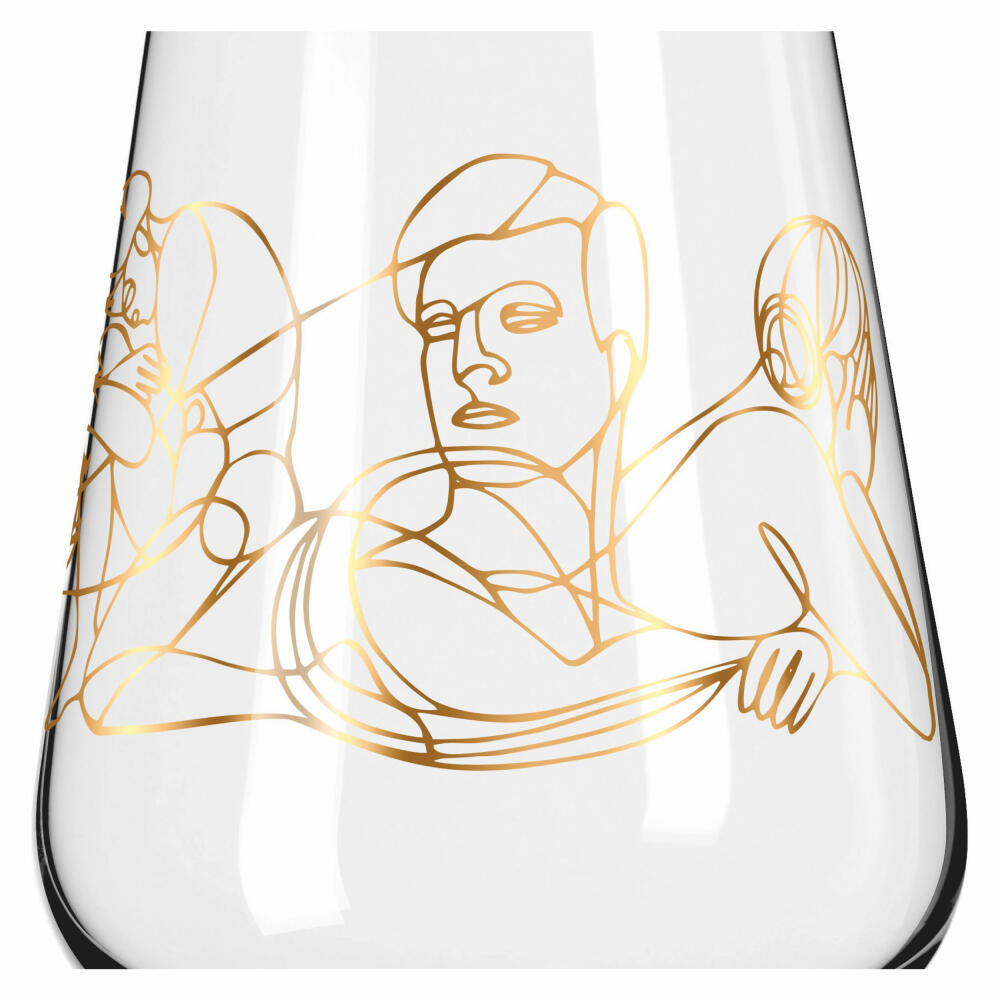 Ritzenhoff water glass set of 2 Sagengold 001, Burkhard Neie, crystal glass, 540 ml, 3421001
