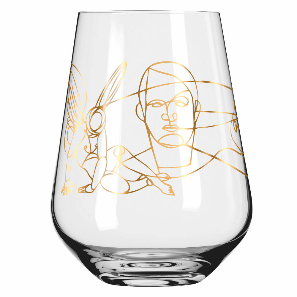 Ritzenhoff water glass set of 2 Sagengold 001, Burkhard Neie, crystal glass, 540 ml, 3421001