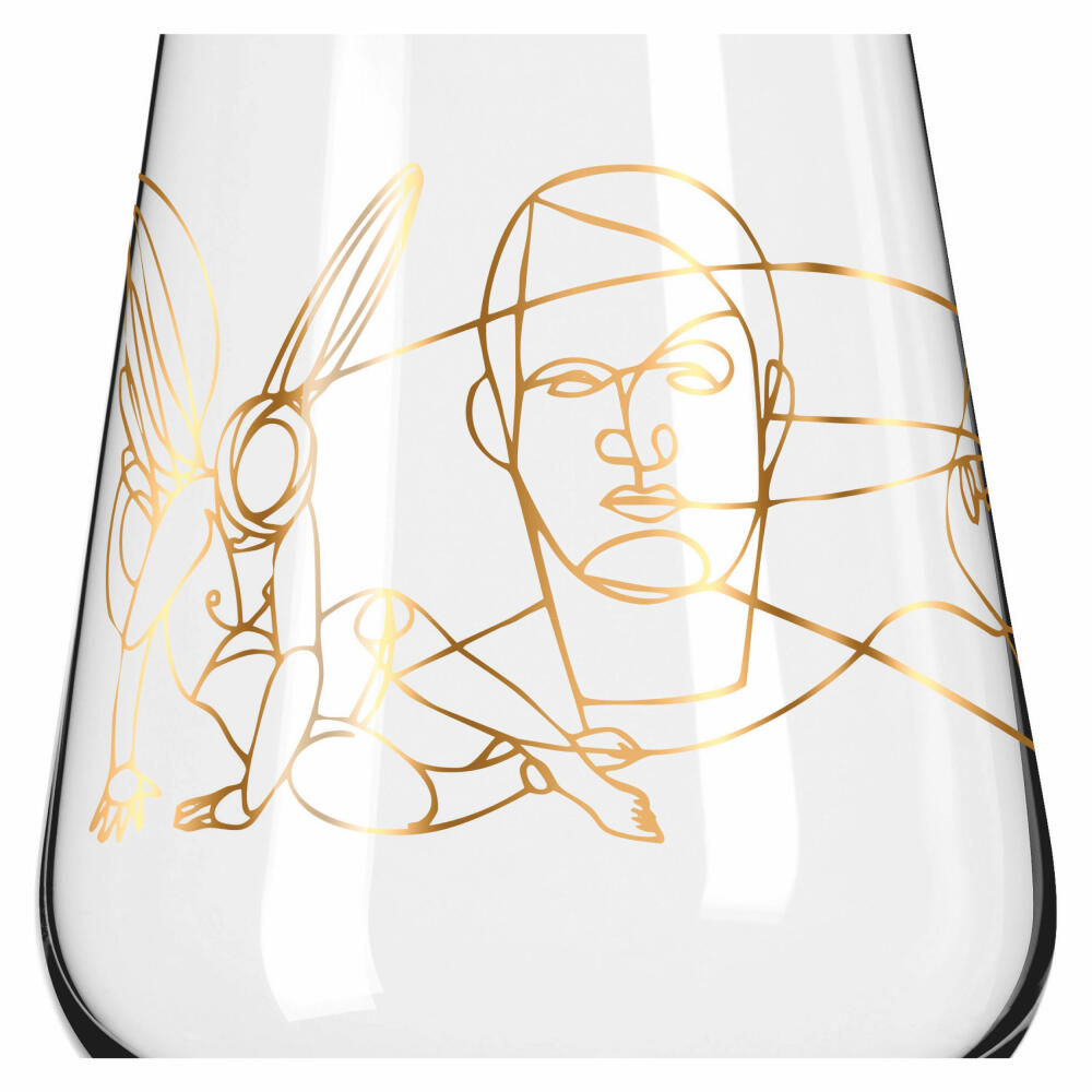 Ritzenhoff water glass set of 2 Sagengold 001, Burkhard Neie, crystal glass, 540 ml, 3421001