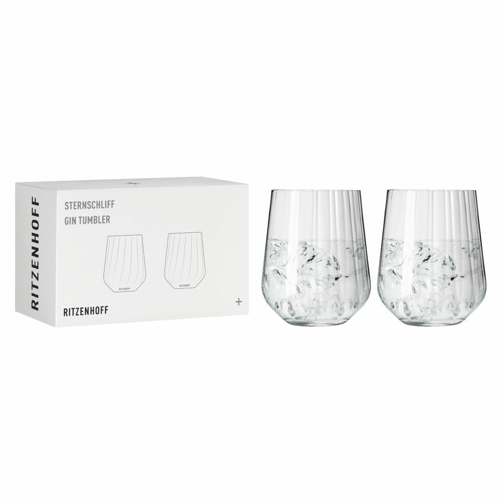 Ritzenhoff Gin Tumbler Set of 2 Star Cut 002, Crystal Glass, 710 ml, 3771001