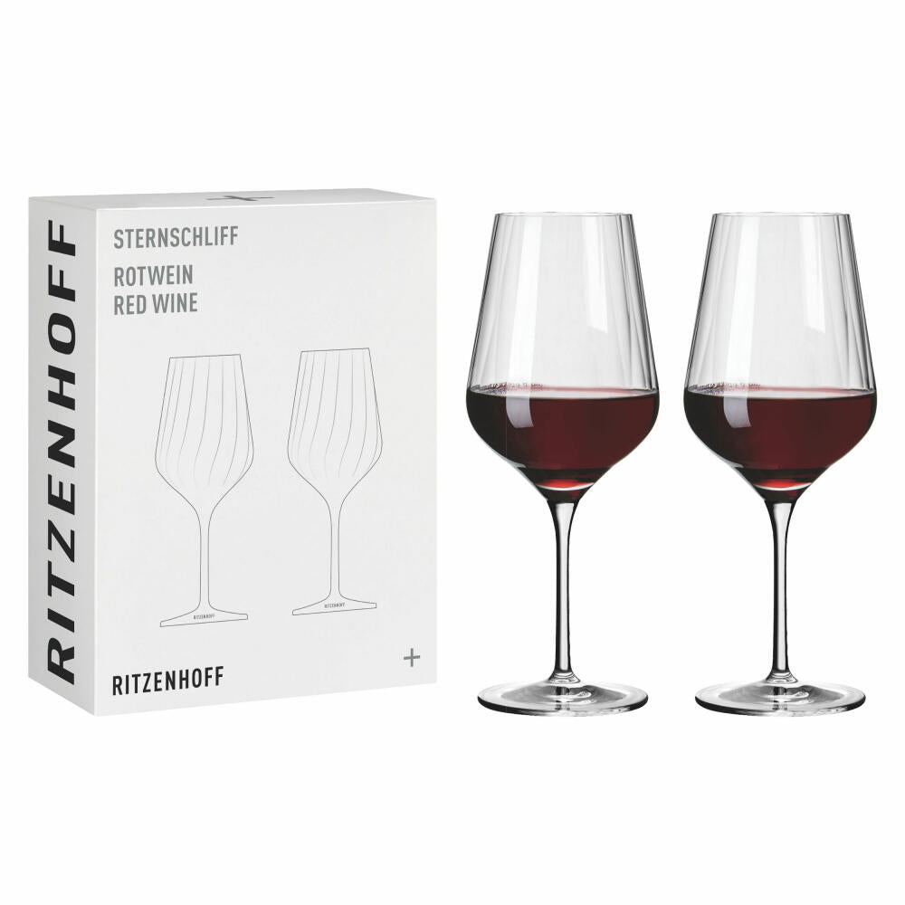 Ritzenhoff red wine glass set of 2 star cut 002, crystal glass, 570 ml, 3661002