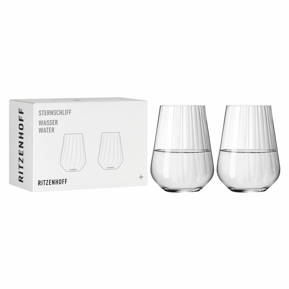 Ritzenhoff Wasserglas 2er-Set Sternschliff 002, Kristallglas, 540 ml, 3681002