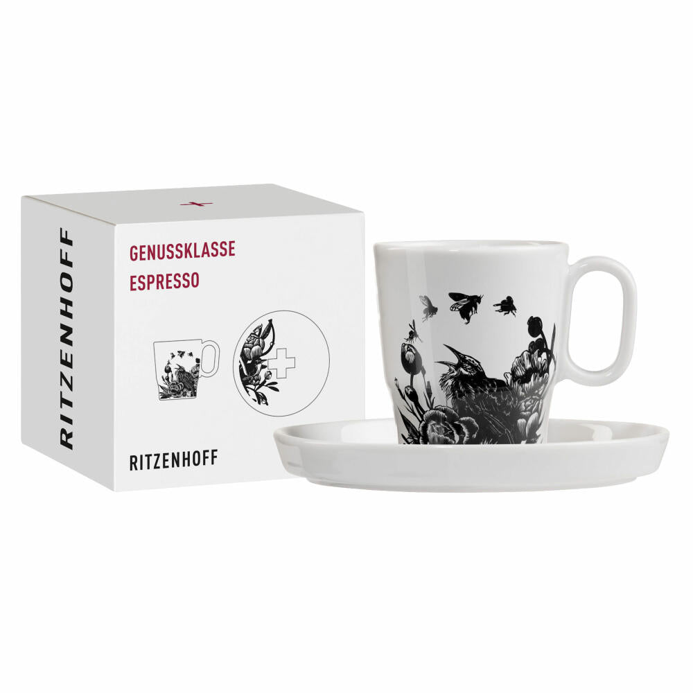 Ritzenhoff espresso cup with saucer enjoyment class 001, Karin Rytter, porcelain, 97 ml, 3721001