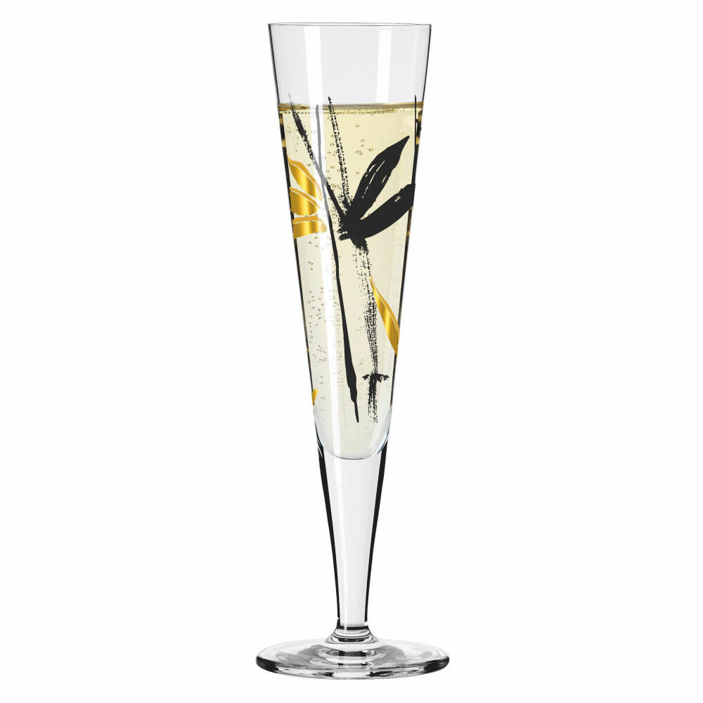 Ritzenhoff Goldnacht champagne glass 022, Andrea Arnolt, crystal glass, 205 ml, 1071022