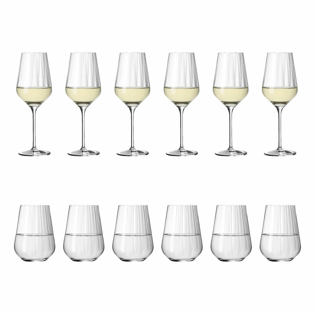 Ritzenhoff white wine and water glass set 12-piece, star cut 001, crystal glass, 380 ml, 6111010