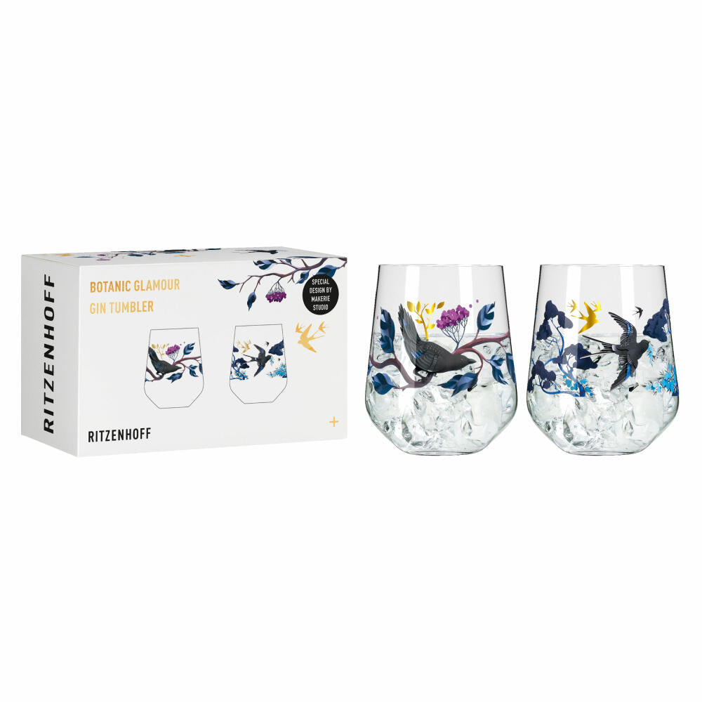 Ritzenhoff Ginglas 2er-Set Botanic Glamour 002, Joyanne Horscroft, Kristallglas, 710 ml, 3801002