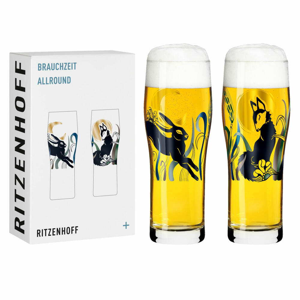Ritzenhoff Allround-Glas 2er-Set Brauchzeit 001, Petra Mohr, Kristallglas, 630 ml, 3781001