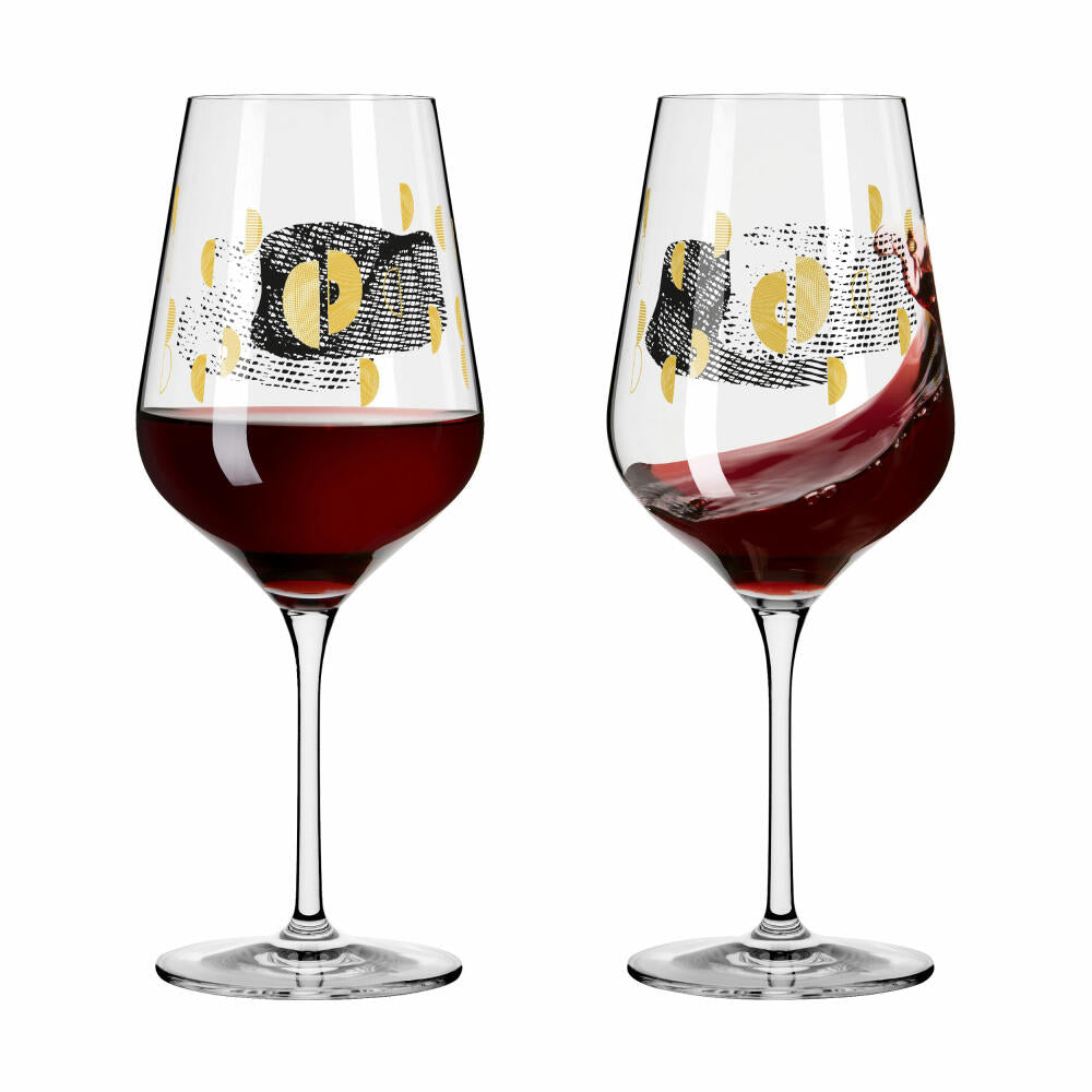 Ritzenhoff red wine glass set of 2 Sagengold 002, Maike Schönebeck, crystal glass, 570 ml, 3401002
