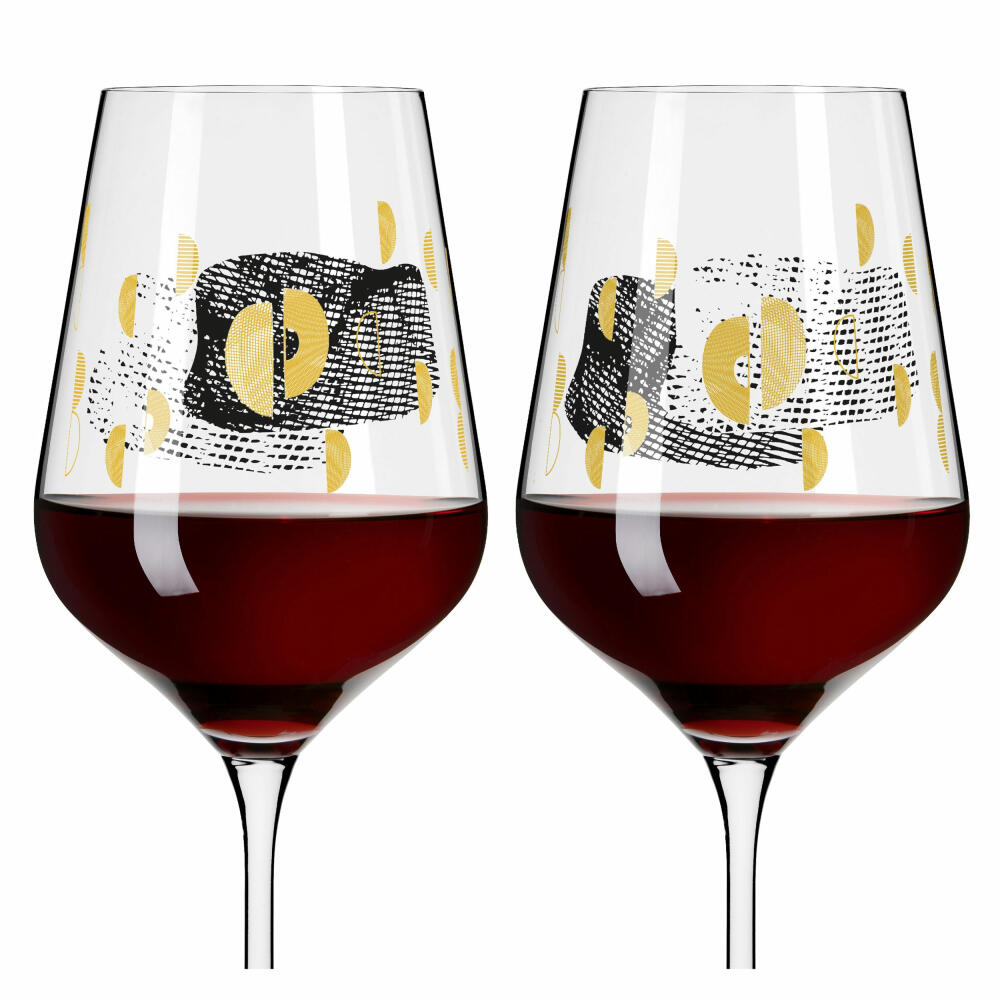 Ritzenhoff red wine glass set of 2 Sagengold 002, Maike Schönebeck, crystal glass, 570 ml, 3401002
