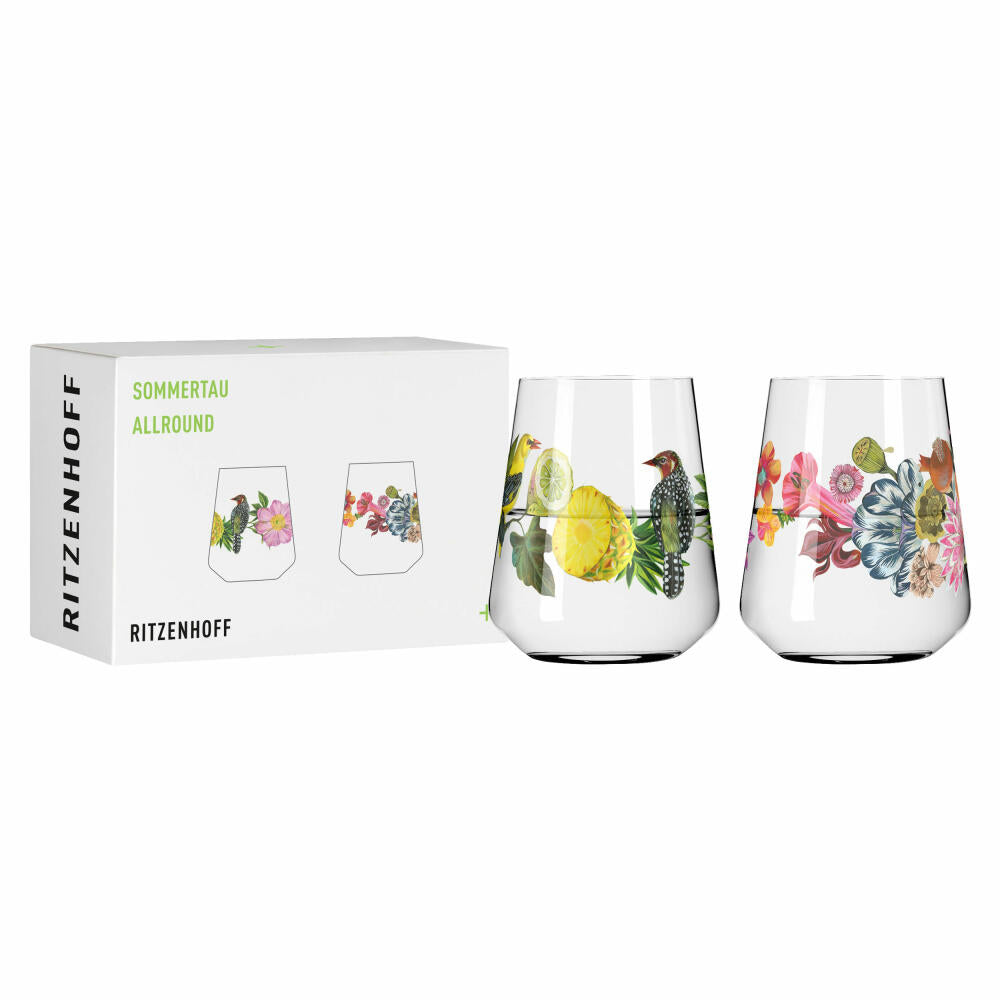 Ritzenhoff Universalglas 2er-Set Sommertau 001, 002, Olaf Hajek, Kristallglas, 510 ml, 2932001