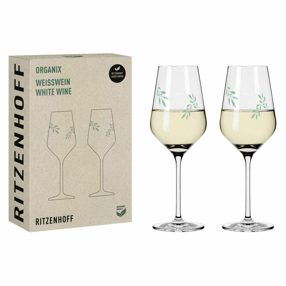 Ritzenhoff white wine glass set of 2 Organix 001, Romi Bohnenberg, crystal glass, 380 ml, 3922001