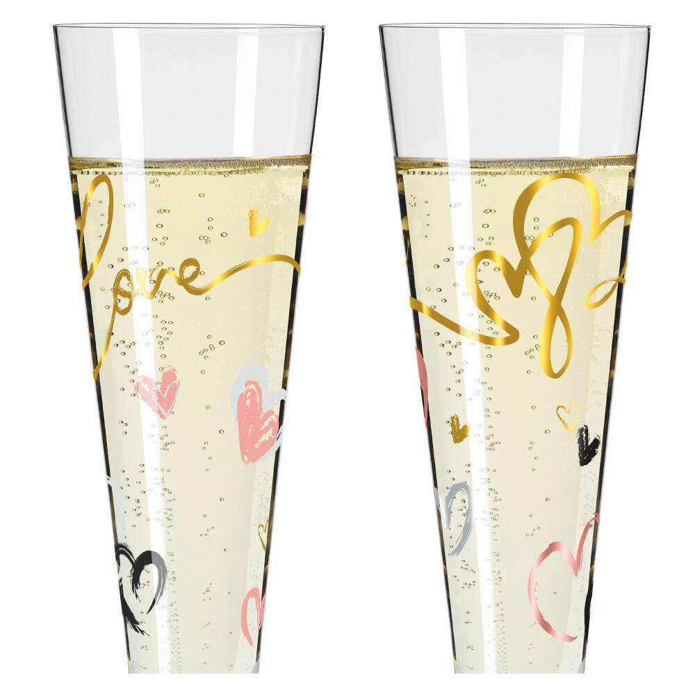Ritzenhoff Champagnerglas 2er-Set Goldnacht F23, Carolin Oliveira, Kristallglas, 205 ml, 6031004