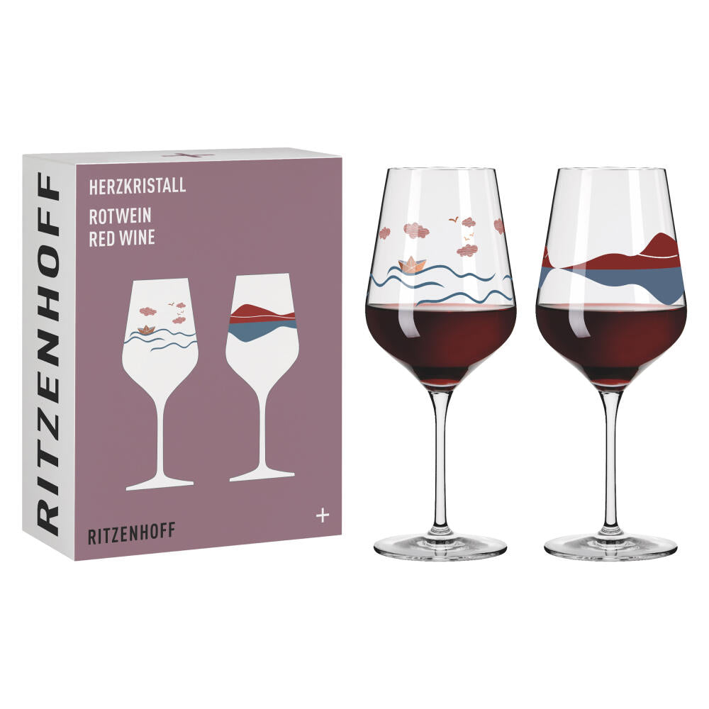 Ritzenhoff red wine glass set of 2 Heart Crystal H23, Aurélie Girod, Applefield, crystal glass, 570 ml, 6161001