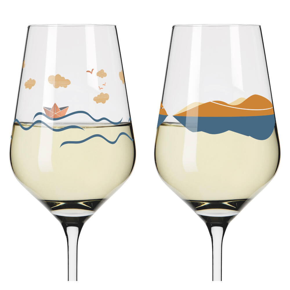 Ritzenhoff white wine glass set of 2 heart crystal H23, Aurélie Girod, Applefield, crystal glass, 380 ml, 6171001