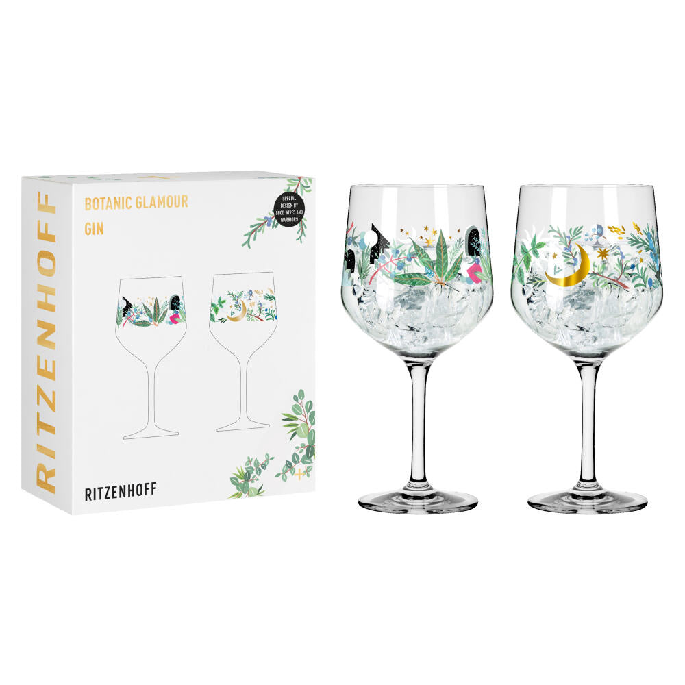 Ritzenhoff Ginglas 2er Set Botanic Glamour 007, 008, Good Wives and Warriors, Kristallglas, 720 ml, 3882001