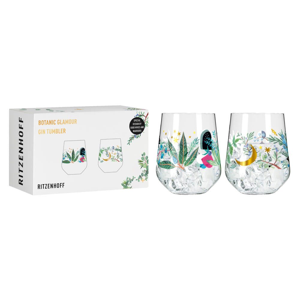 Ritzenhoff Ginglas 2er Set Botanic Glamour 007, 008, Good Wives and Warriors, Kristallglas, 710 ml, 3892001