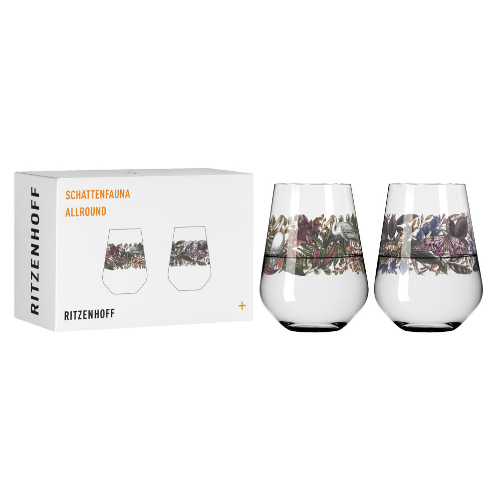Ritzenhoff Universalglas 2er Set Schattenfauna 001, 002, Maggie Enterrios, Kristallglas, 540 ml, 3911001
