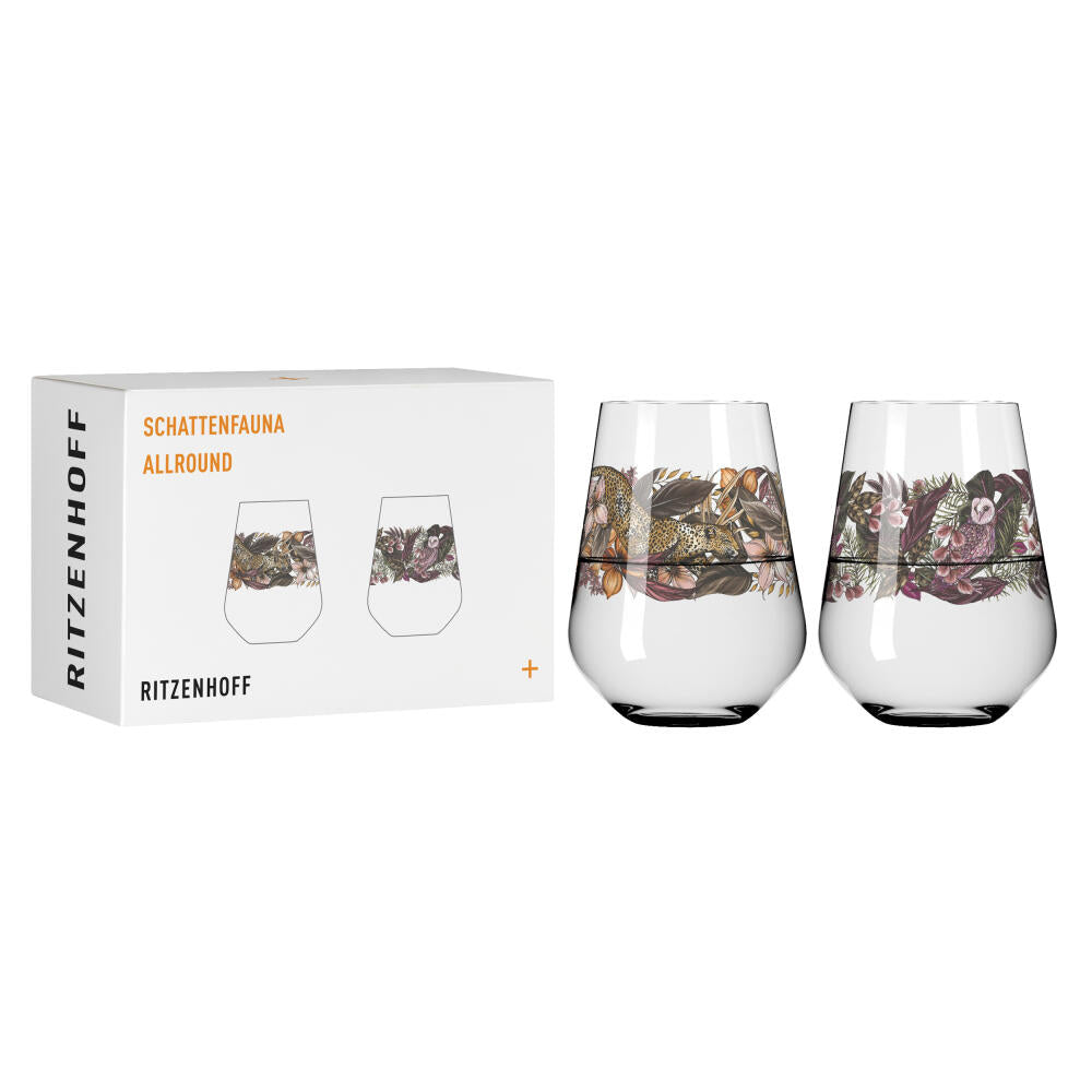 Ritzenhoff Universalglas 2er Set Schattenfauna 003, 004, Maggie Enterrios, Kristallglas, 540 ml, 3911002