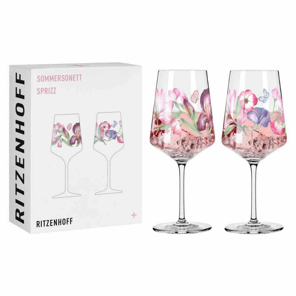 Ritzenhoff Sommersonett Sprizz 015 016 F24, 2er Set, Dominique Tage, Aperol-Glas, Aperitifglas, Kristallglas, 544 ml, 3461008