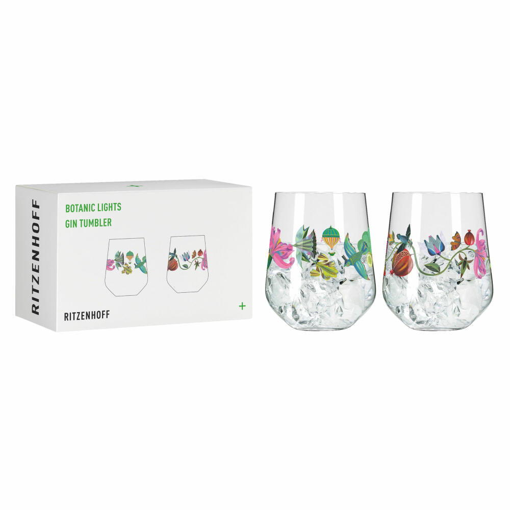 Ritzenhoff Botanic Lights Gin Tumbler 009 010 F24, set of 2, Olaf Hajek, gin glass, crystal glass, 710 ml, 3891002