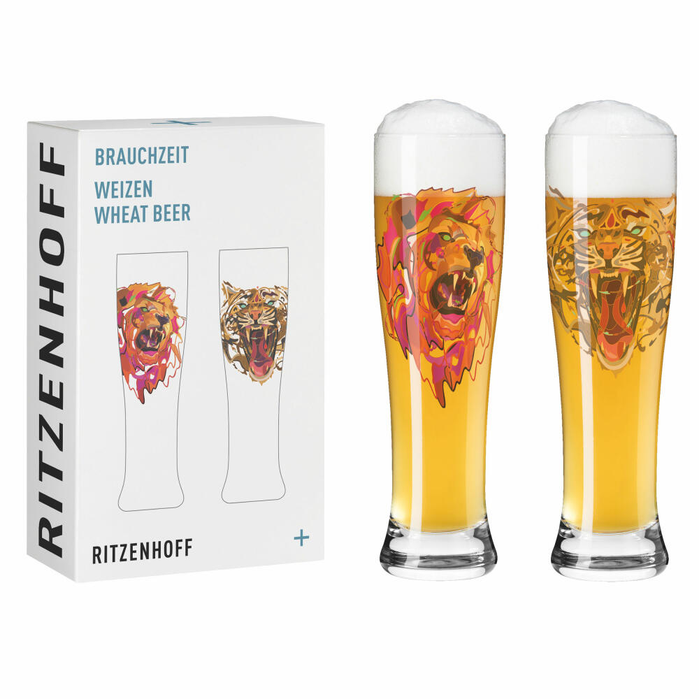 Ritzenhoff Brauchzeit Weizen 021 022 F24, 2er Set, Justin Maller, Weizenbierglas, Glas, 646 ml, 3481011