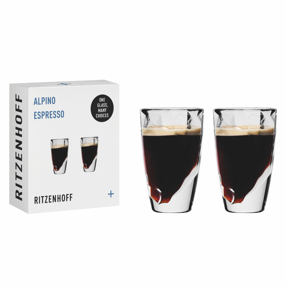 Ritzenhoff Alpino espresso glass 001, set of 2, Ritzenhoff Design Team, espresso glass, crystal glass, 53 ml, 3991001