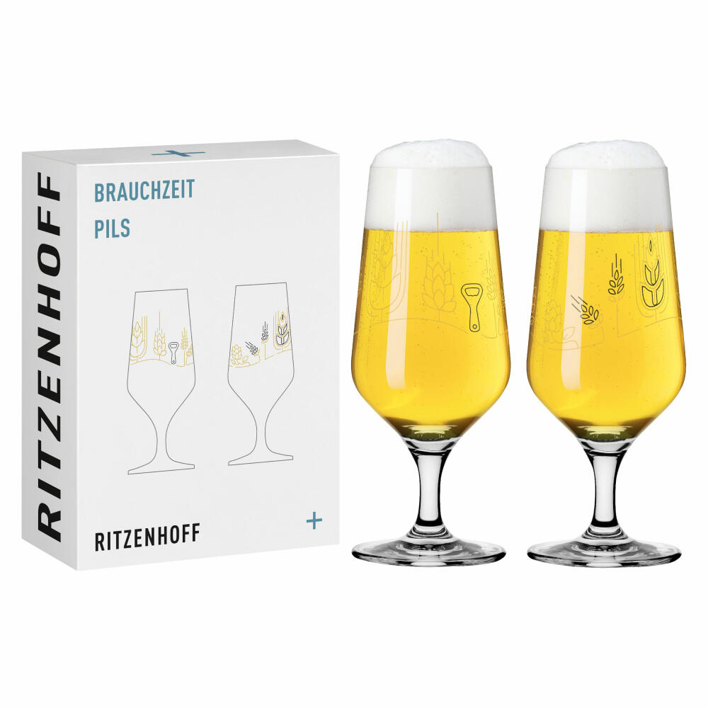 Ritzenhoff Brauchzeit Pils 011 012 F24, set of 2, Ritzenhoff Design Team, pilsner glass, crystal glass, 374 ml, 3471006