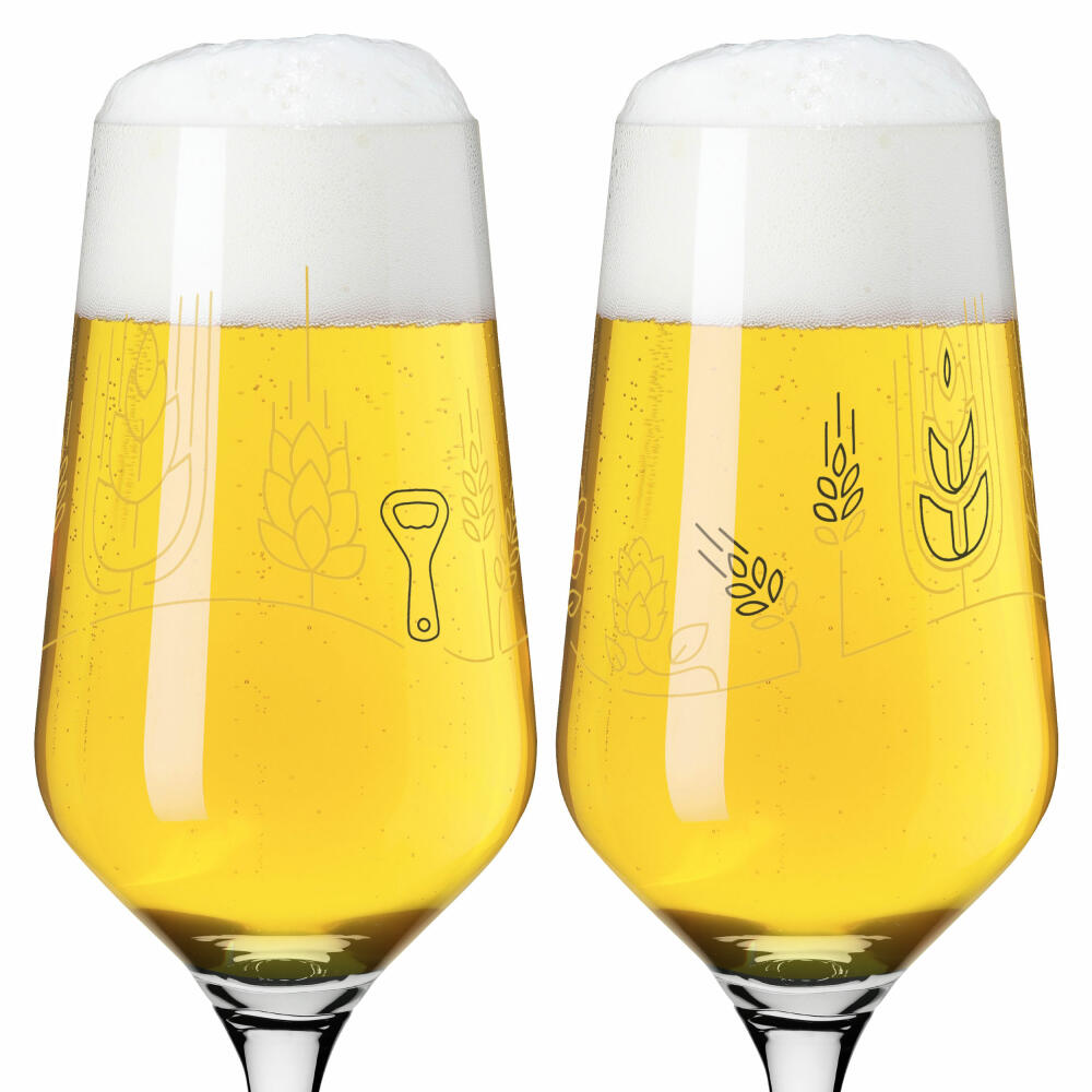 Ritzenhoff Brauchzeit Pils 011 012 F24, set of 2, Ritzenhoff Design Team, pilsner glass, crystal glass, 374 ml, 3471006