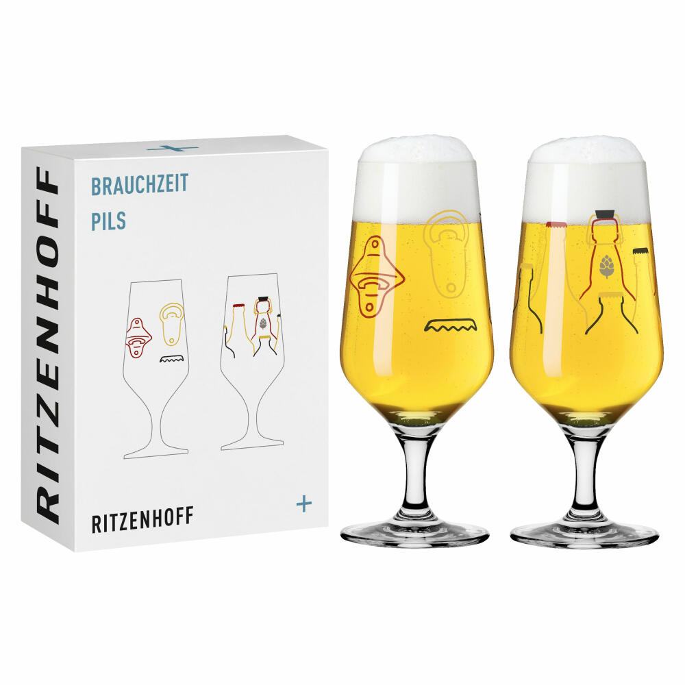 Ritzenhoff Brauchzeit Pils 013 014 F24, set of 2, Ritzenhoff Design Team, pilsner glass, crystal glass, 374 ml, 3471007