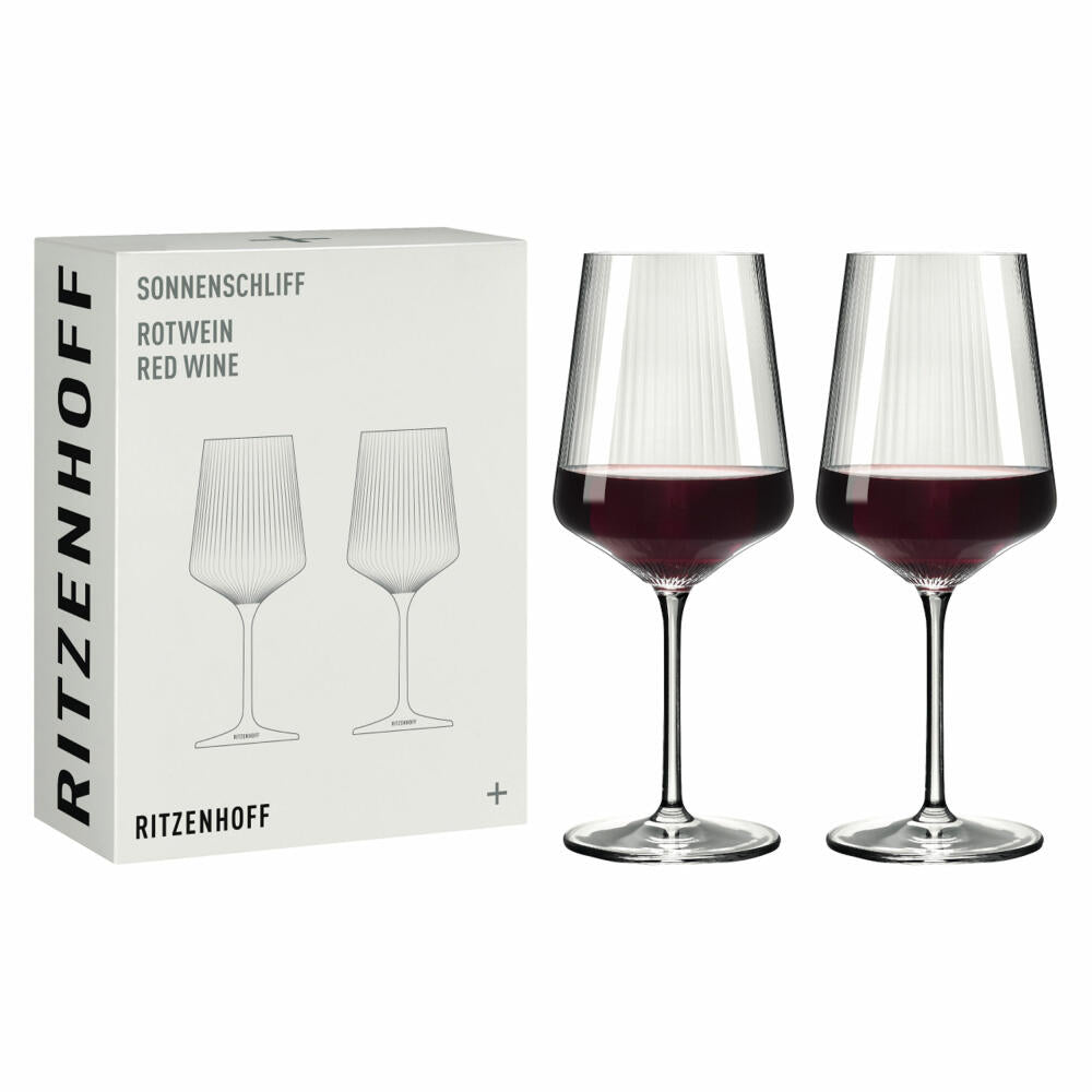 Ritzenhoff Rotweinglas 2er Set Sonnenschliff 001, Kristallglas, 536 ml, R-8000002