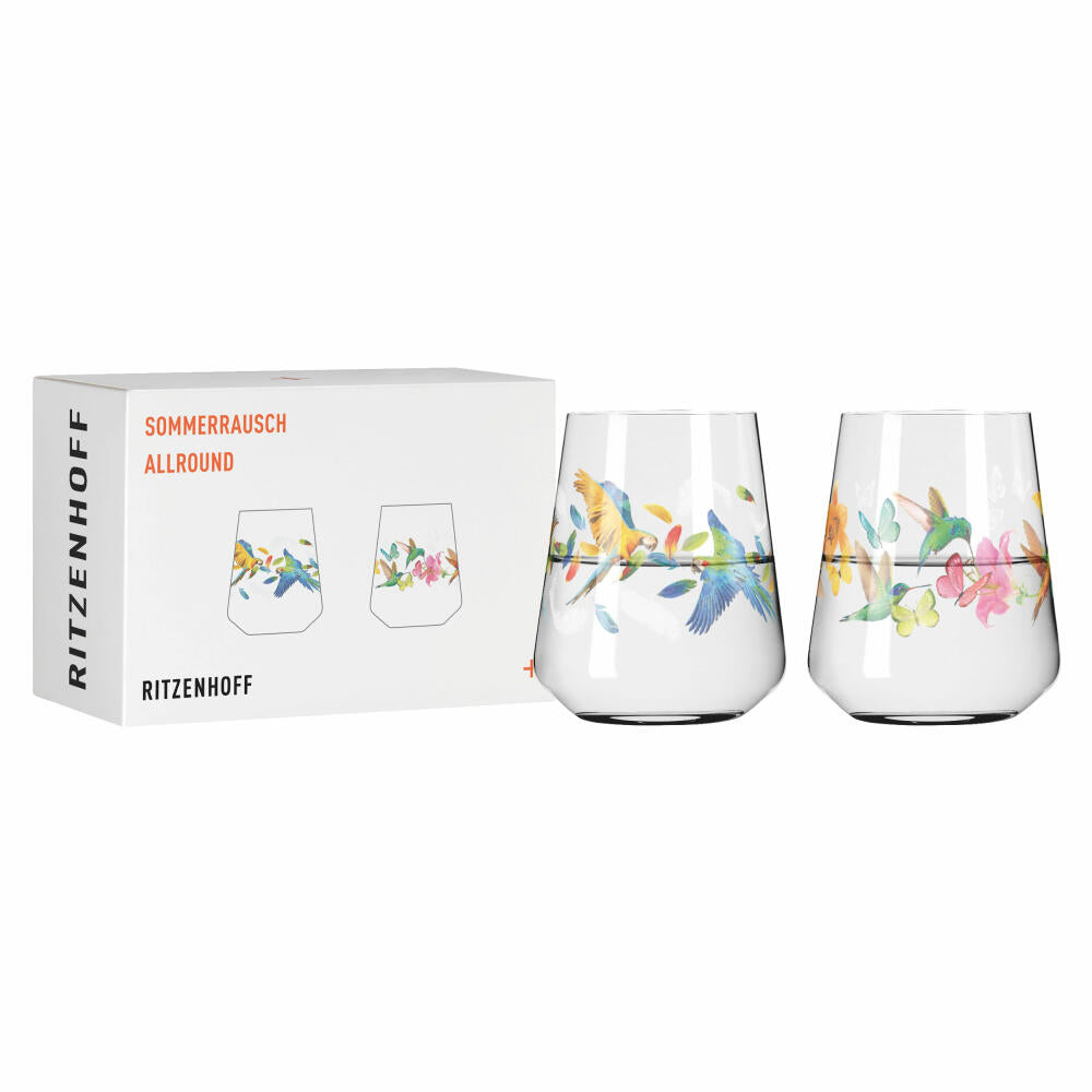 Ritzenhoff Allroundgläser 2er Set Sommerrausch 003 004, August Loibner F25, Kristallglas, 500 ml, 2842002