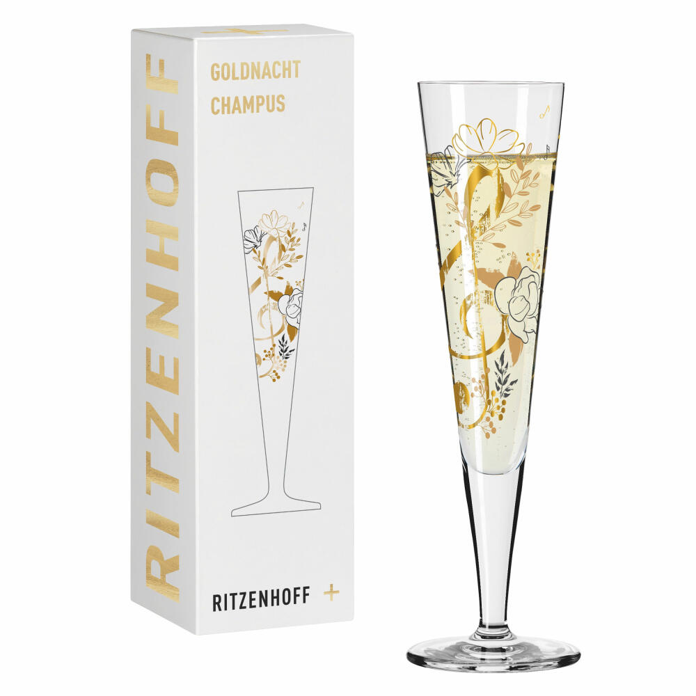 Ritzenhoff Champagnerglas Goldnacht Champus 045, Melina Sparschu F25, Kristallglas, 205 ml, 1071045