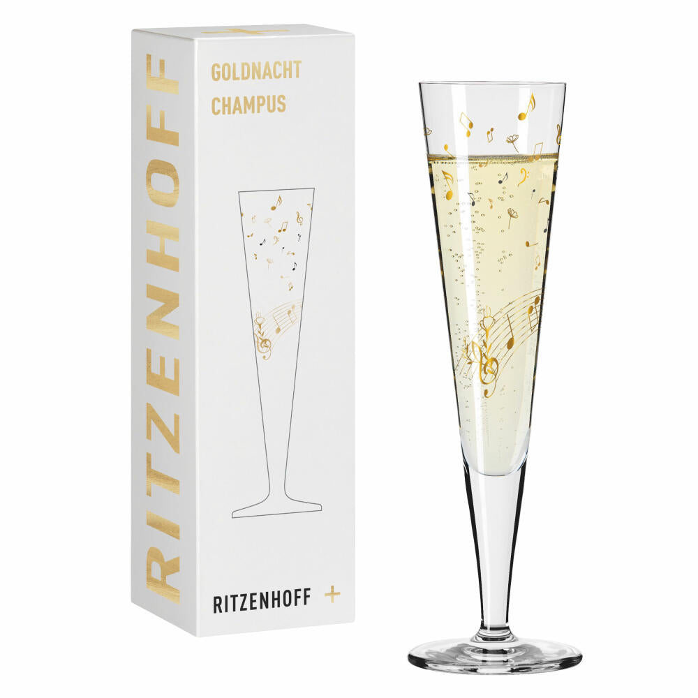 Ritzenhoff Champagnerglas Goldnacht Champus 046, Theresa Kuhlmann F25, Kristallglas, 205 ml, 1071046