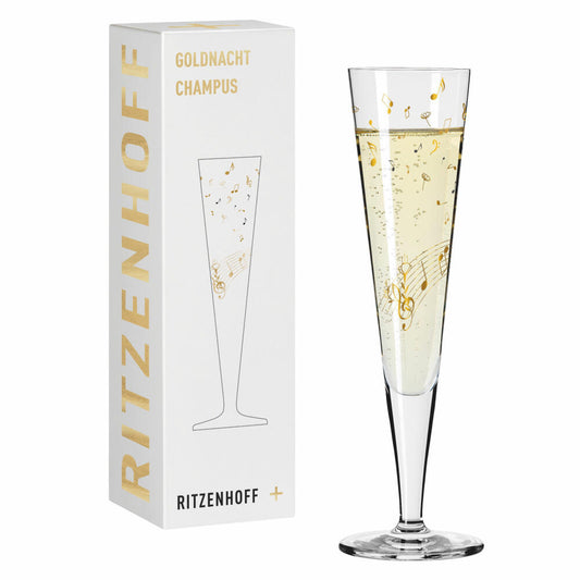 Ritzenhoff Champagnerglas Goldnacht Champus 046, Theresa Kuhlmann F25, Kristallglas, 205 ml, 1071046