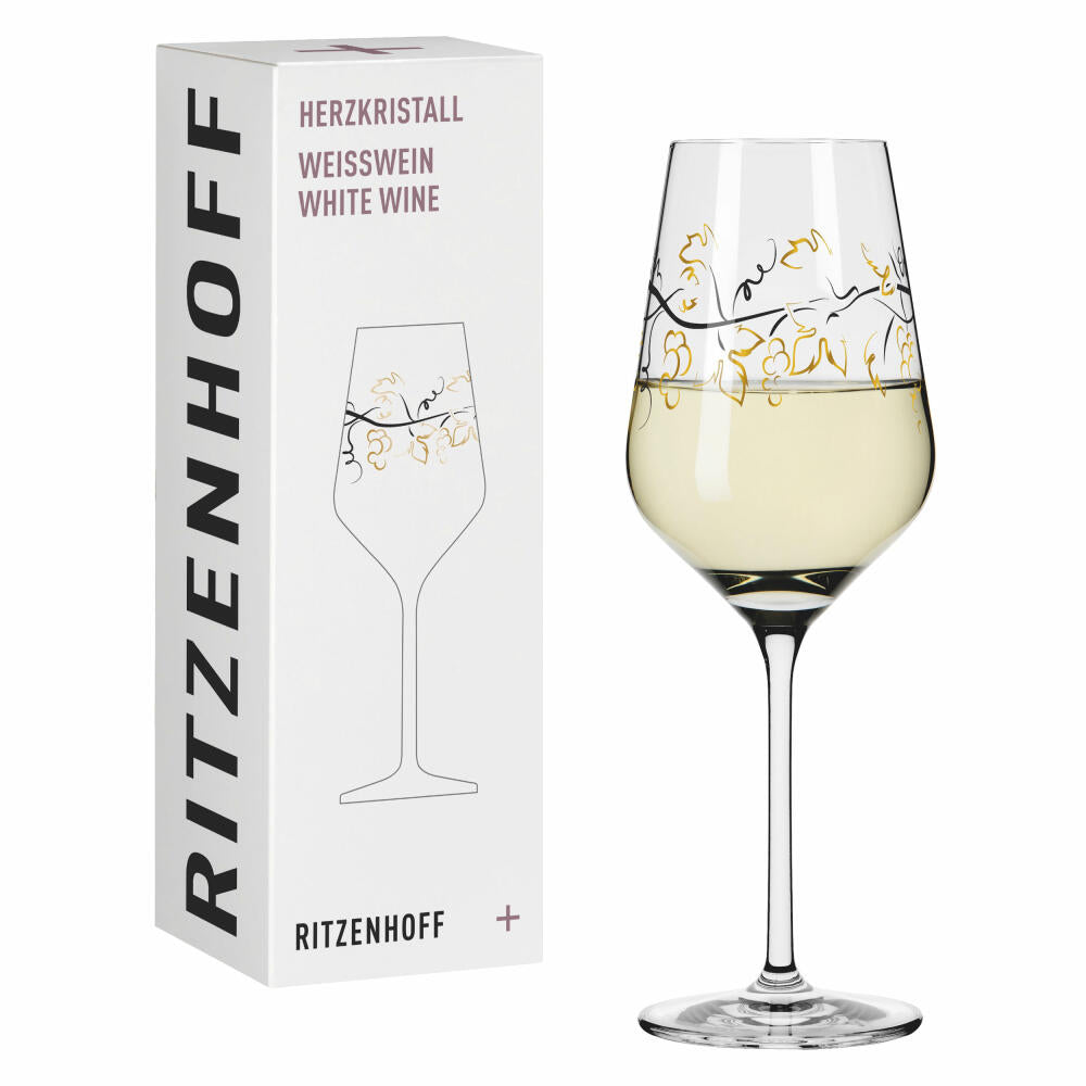 Ritzenhoff Weißweinglas Herzkristall 012, Veronica Rea F25, Kristallglas, 380 ml, 3011012