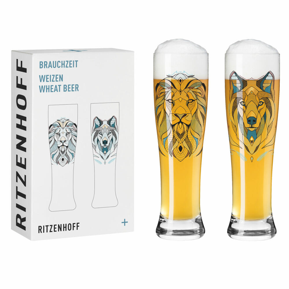 Ritzenhoff Weizenbierglas 2er Set Brauchzeit Weizen 027 028, Andreas Preis F25, Kristallglas, 646 ml, 3481015