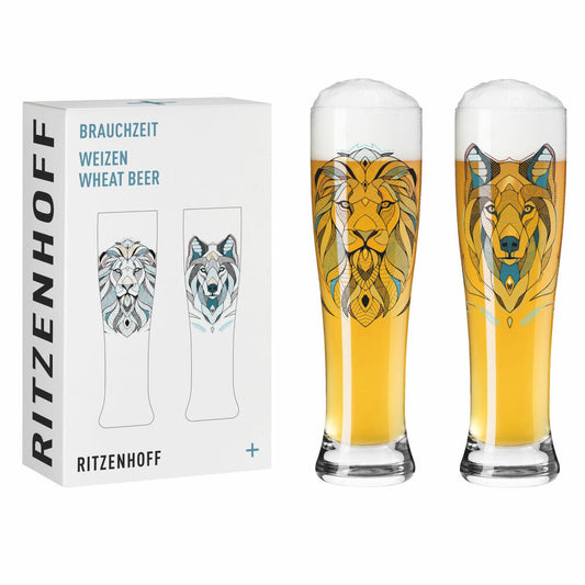 Ritzenhoff Weizenbierglas 2er Set Brauchzeit Weizen 027 028, Andreas Preis F25, Kristallglas, 646 ml, 3481015