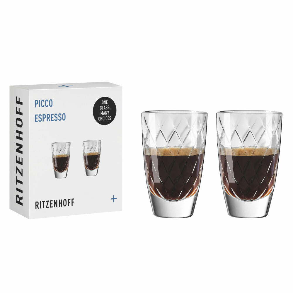 Ritzenhoff Espressogläser 2er Set Picco Espresso, RDT F25, Kristallglas, 53 ml, 3991002