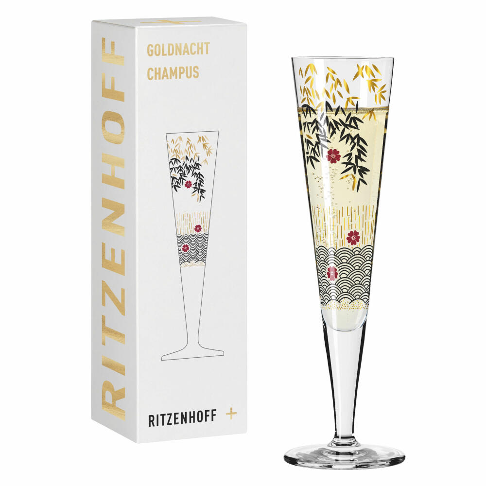 Ritzenhoff Goldnacht champagne glass 019, Kathrin Stockebrand, crystal glass, 205 ml, 1071019