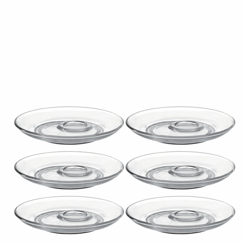 Leonardo Senso Large Saucer Set of 6, Underplate, Glass Coaster, Saucer, Glass, D 14.5 cm, 14653