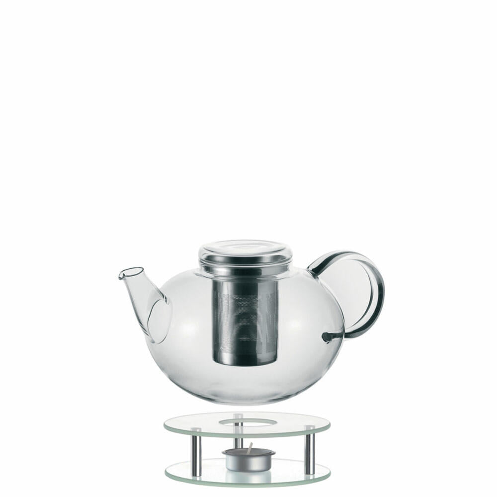 Leonardo Moon Set, teapot + warmer, tea warmer, tea pot, metal insert for loose tea, glass, 2 L, 14666