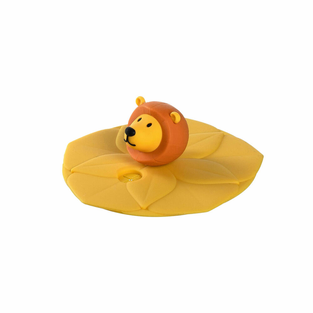 Leonardo Lid BAMBINI Lion, Cup Lid, Drinking Lid, Silicone, Yellow, 9.2 cm, 018724
